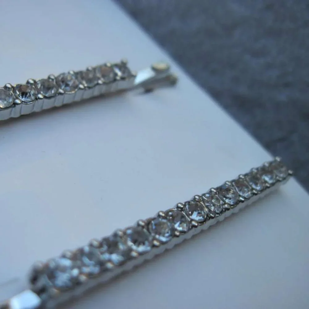 2 Scunci Real Style Diamond Gems Bobbies Bobby Slide Hair Pins Jewel Sparkle